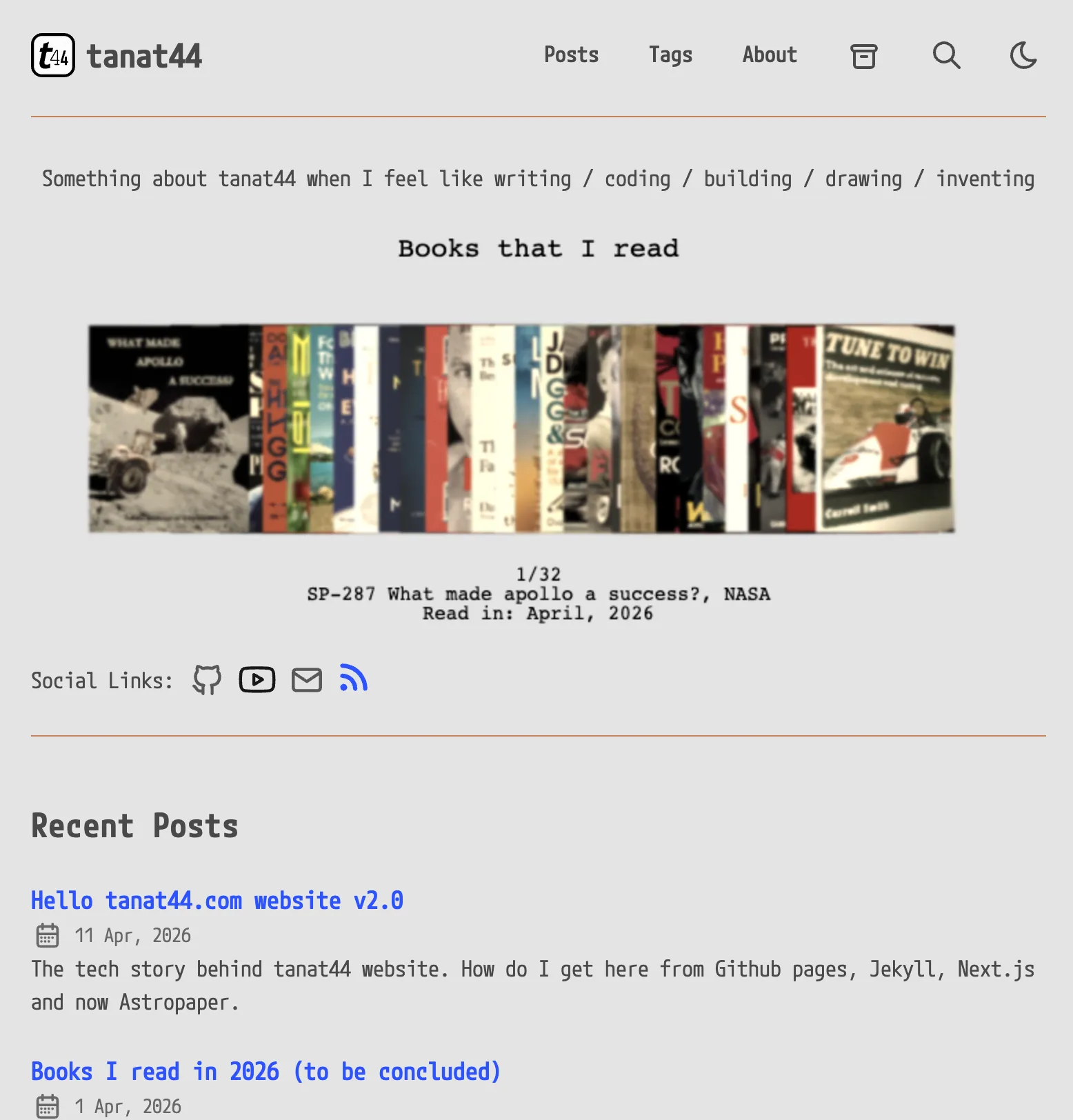 modernized tanat44's homepage using Astropaper