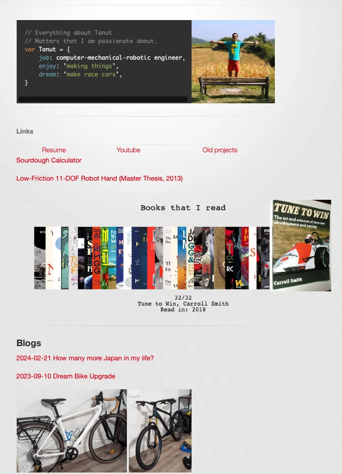 tanat44 homepage during 2018-early 2026 built using github pages