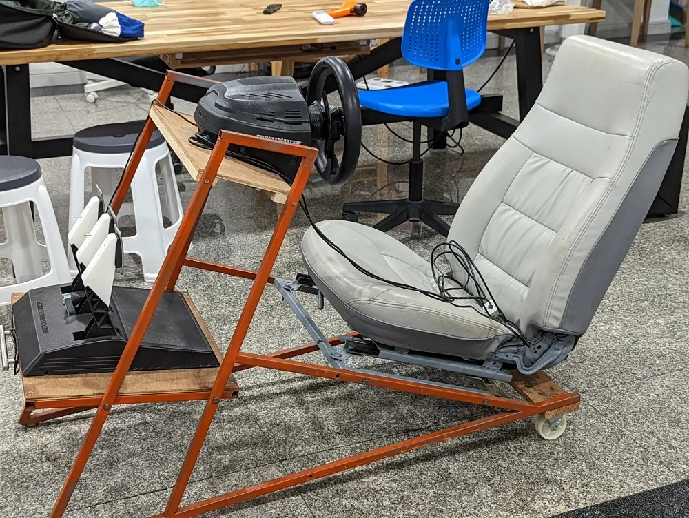 Side view of DIY simracing rig